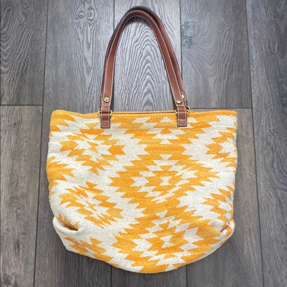 Patricia Nash Orange and Cream Tote Bag